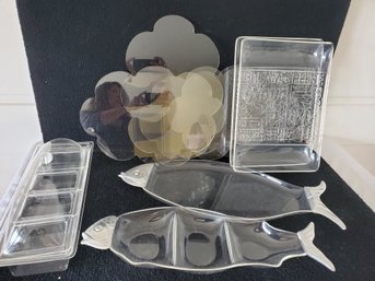 Assortment Of Lucite & Plastic Serving & Dining Serving Platter, Placemats, Trays