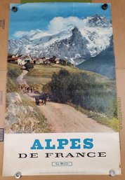 Vintage 1960's Alps Travel Poster