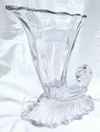 Vintage Heisey Clear Glass Warwick Cornucopia -  Horn Of Plenty  9' Tall