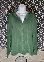 Women's Micro-Suede  Shirt In Forest Green. - - - - - - - - - - - - - - - - - - - -- Loc: Brown Box