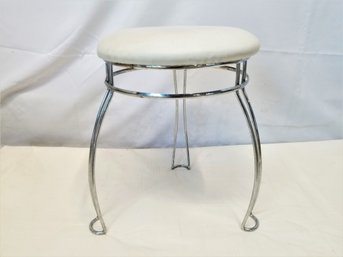 Vintage Chrome/white Vinyl Cushion Vanity Stool