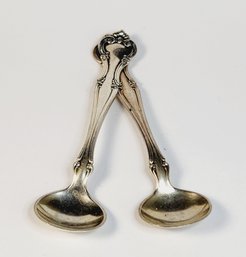 2 Antique Unique  Sterling Silver  Sugar Spoons