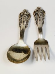 Antique Sterling Silver  Fork And Spoon Wallace Sterling Stamp