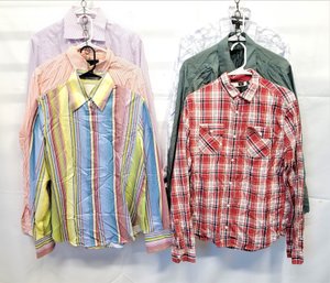 6 Men's Button Down Shirts Facconable, Etro, Regis Sizes M/l/xL