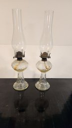 2 Vintage Glass Oil Lamps