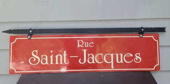 Double Sided French Canadian Metal Sign From Montreal In Cherry Red