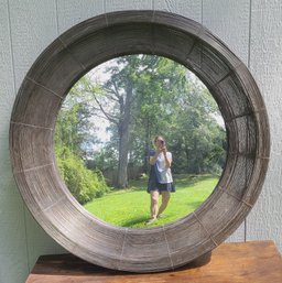 Large Round Metal Wire Mirror - 80's