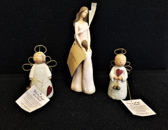 Set Of Three Angelic Resin Figurines By At Home America - NOS