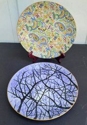 H & K Tunstall Of England Plate Paired With The Winning Plate Of The World Wide Art Studio Competition 1992