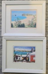 Pair Of Watercolors Of Scenes In Bermuda, One Signed Jill Amos Raine And The Other Diana