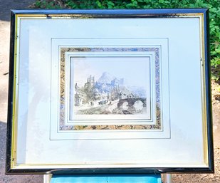 Vintage Signed Print Professionally Framed Under Glass Double Matted