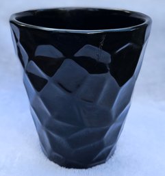 Mid-Century Modern Heavy Texturized Ceramic Vase With Shiny Black Finish  6' Tall