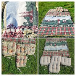 Golf Blanket And Four Outdoor Chair Cushions With Ties