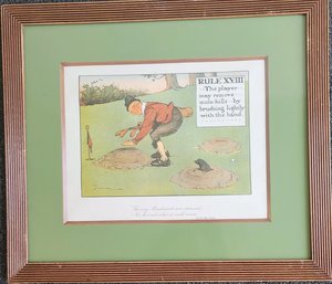 Antique Charles Crombie Arts And Craft Lithograph On Golf Rules