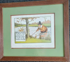 Antique Lithograph Of Charles Crombie Humorous Rules To Golf - Nicely Framed