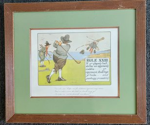 Another Antique Charles Crombie Lithograph Of Humorous Golf Rules