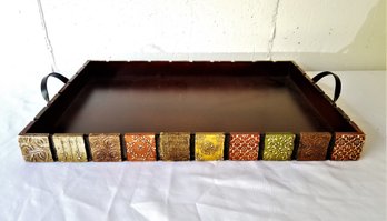 Beautiful Wood Serving Tray With Colorful Mexican Talavera Tile