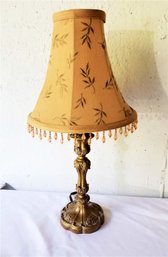 Lovely 17' Victorian Accent Lamp With Beaded Fabric Shade