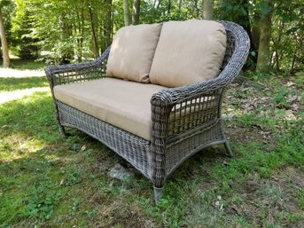 Wicker Outdoor Patio Loveseat Park Gray With Cushion