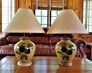 Pair Of Two Traditional  27' Table Lamps W/fabric Shade