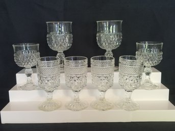 Eight Vintage Anchor Hocking Wexford Clear Glass Wine Goblets