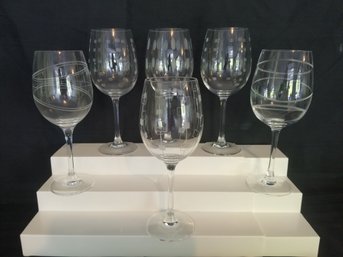 Mikasa Encore Set Of 6 White Wine Crystal Stemware Glasses