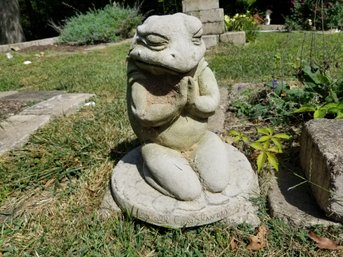 Frog Praying Pose Cement Garden Statue #2