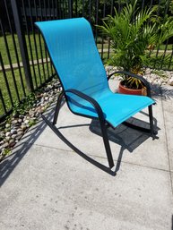 Bright Blue Patio Sling Rocking Chair