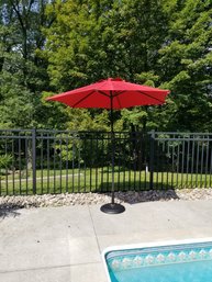 Red Patio Market Umbrella #2 With Stand