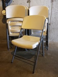 Eight Lifetime Folding Plastic Chairs With Metal Frames