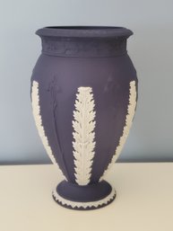 Vintage Wedgwood Midnight Blue Jasperware Acanthus Leaf Vase