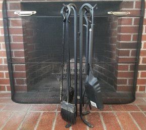 5-Piece Wrought Iron Fireplace Tool Set