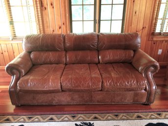 Vintage Robinson & Robinson Brown Leather Sofa Couch
