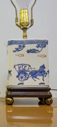 Smal Vintage Blue And White Asian Table Lamp, Maybe Chinese Tea Caddie Lamp?