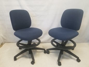 Two HON Blue Fabric Upholstered Office Chairs  #2