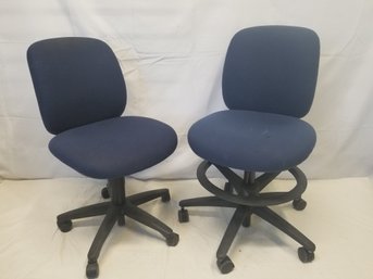 Pair Of HON Blue Fabric Upholstered Office Chairs  #3