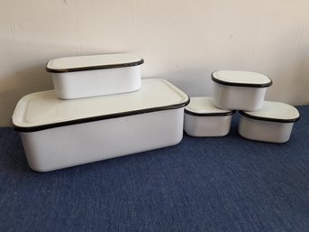 Black And White Enameled  Pan Lot