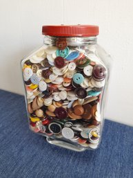 Glass Jar Full Of Buttons