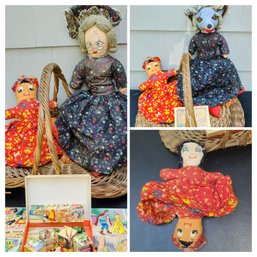 Vintage Topsy Turvy Dolls  Includes The Big Bad Wolf And Grandma, A Miss Riding Hood With Vintage Puzzle