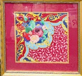 Exquisite Beautifully Framed Needlepoint Floral Design