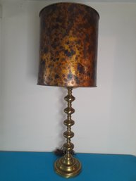 Vintage Brass Table Lamp With Spotted Shade