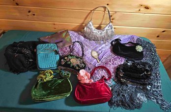 Scarf And Purse Lot, Lots Of Beading