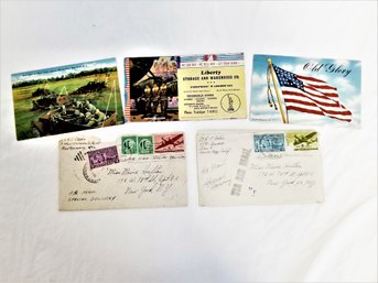 Antique 1940s WWII Postcards And Letters From Service Men