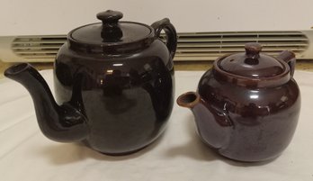 Two Glazed Pottery Teapots