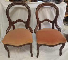 Pair Of Hip Rest Victorian Walnut Parlor Chairs