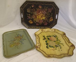 Three Painted Tole Trays