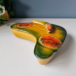 Mid Century DeForest Of California Glazed Ceramic Lidded Boomerang Dish