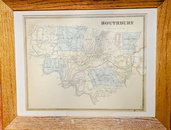 Framed Antique Map Of Southbury, CT From Beers Atlas 1868