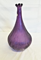 SAN MIGUEL VIDRIOS 15'  Recycled Purple Glass Ribbed Vase SPAIN