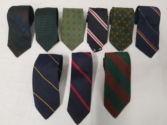 Nine Vintage Men's Slim Designer Neck Ties: Brooks Brothers, England, Silk & More